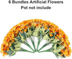 Daisy Artificial Flowers for Outdoors Autumn Fall Decor, 6 Bundles Fake Mums Orange Silk Flowers for Outside, alternate view