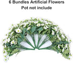 Daisy Artificial Flowers for Outdoors Autumn Fall Decoration, 6 Bundles Fake Mums White Silk Flowers for Outside, alternate