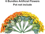 Daisy Artificial Flowers for Outdoors Summer Fall Decoration, 6 Bundles Fake Mums Silk Flowers for Outside Look, alternate