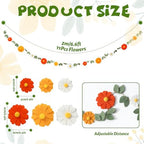Daisy Felt Garland Groovy Boho Daisy Flower Hanging Banner Summer Floral Garland Hippie Party Decorations for, alternate view