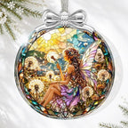 Dandelion Fairy Christmas Ornament for Xmas Tree Decorations Glass 3*3.3 IN