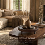 Dark Acacia Wood Round Display Riser with Beaded for Home Decor, Brown in Dark Acacia, alternate view 4