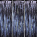 Dark Blue Foil Fringe Backdrop Curtains, 3.3x8.2ft, 3 Pack in 3.3 ft x 8.2 ft in 68 Matte Blue