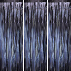 Dark Blue Foil Fringe Backdrop Curtains, 3.3x8.2ft, 3 Pack in 3.3 ft x 8.2 ft in 68 Matte Blue