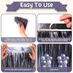 Dark Blue Foil Fringe Backdrop Curtains, 3.3x8.2ft, 3 Pack in 3.3 ft x 8.2 ft in 68 Matte Blue, alternate view 3