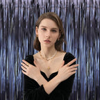 Dark Blue Foil Fringe Backdrop Curtains, 3.3x8.2ft, 3 Pack in 3.3 ft x 8.2 ft in 68 Matte Blue, alternate view 5
