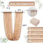 Dark Champagne Ceiling Drapes with Lights String for Weddings, 6 Panels 5ftx20ft Sheer Tulle Backdrop Photo, alternate view 5