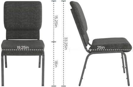 Dark Gray 18.5" W Stacking Church Chair, 4-Pack, alternate view 2