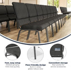 Dark Gray 18.5" W Stacking Church Chair, 4-Pack, alternate view 3
