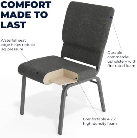Dark Gray 18.5" W Stacking Church Chair, 4-Pack, alternate view 4