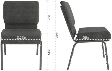 Dark Gray 21" W Stacking Church Chair, 4-Pack, alternate view 2