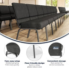Dark Gray 21" W Stacking Church Chair, 4-Pack, alternate view 3