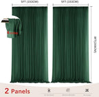 Dark Green Backdrop Curtains for Parties, Chiffon Photo Backdrop Drapes 2 Panels 5x8ft Sheer Outdoor Curtain for, alternate