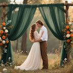 Dark Green Backdrop Curtains for Parties, Chiffon Photo Backdrop Drapes 2 Panels 5x8ft Sheer Outdoor Curtain for, alternate