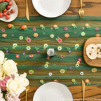 Dark Green Embroidery Daisy Gauze Table Runner 120 Inch 10FT, alternate view 7