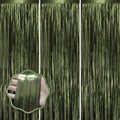 Dark Green Foil Fringe Backdrop Curtains, 3.3x8.2ft, 3 Pack in 3.3x8.2ft