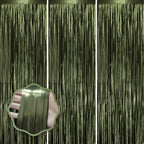 Dark Green Foil Fringe Backdrop Curtains, 3.3x8.2ft, 3 Pack in 3.3x8.2ft