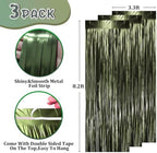 Dark Green Foil Fringe Backdrop Curtains, 3.3x8.2ft, 3 Pack in 3.3x8.2ft, alternate view 3
