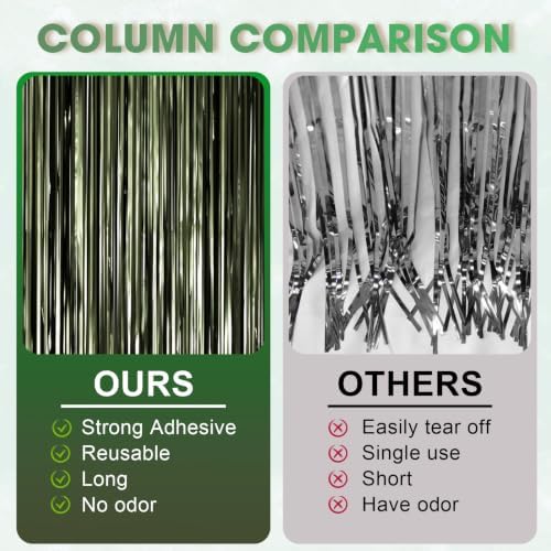 Dark Green Foil Fringe Backdrop Curtains, 3.3x8.2ft, 3 Pack in 3.3x8.2ft, alternate view 5