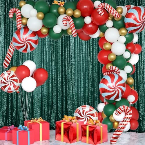 Dark Green Sequin Backdrop Curtain 2 Panels 2FTx8FT Glitter Dark Green Background Drapes Sparkle Photography, alternate view