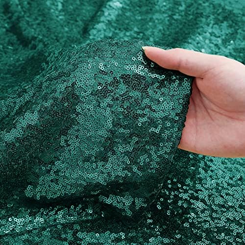 Dark Green Sequin Backdrop Curtain 2 Panels 2FTx8FT Glitter Dark Green Background Drapes Sparkle Photography, alternate view