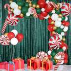 Dark Green Sequin Backdrop Curtain 4 Panels 2FTx8FT Glitter Dark Green Background Drapes Sparkle Photography, alternate view