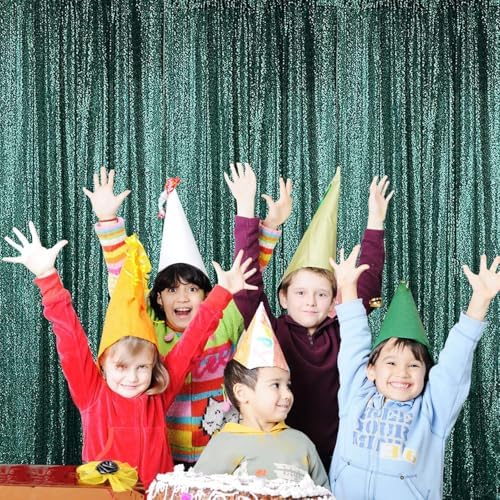 Dark Green Sequin Backdrop Curtain 4FTx8FT Glitter Dark Green Background Drapes Sparkle Photography Backdrop for, alternate