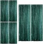 Dark Green Sequin Backdrop Curtain 6 Panels 2FTx8FT Glitter Dark Green Background Drapes Sparkle Photography