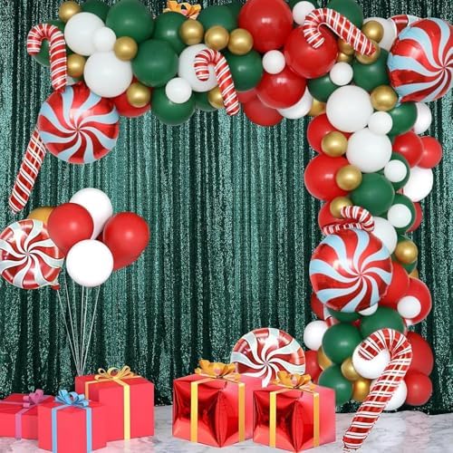 Dark Green Sequin Backdrop Curtain 6 Panels 2FTx8FT Glitter Dark Green Background Drapes Sparkle Photography, alternate view