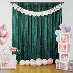 Dark Green Sequin Backdrop Curtain 6 Panels 2FTx8FT Glitter Dark Green Background Drapes Sparkle Photography, alternate view