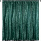 Dark Green Sequin Backdrop Curtain 8FTx8FT Glitter Dark Green Background Drapes Sparkle Photography Backdrop for