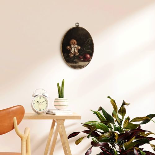 Dark Moody Christmas Gingerbread Botanical Oval Wall Art 8.5x11.5in, alternate view 2