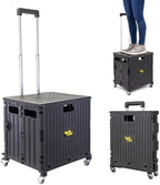 dbest Products Quik Cart 360 Collapsible Rolling Crate on Wheels - Black in Black