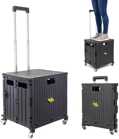 dbest Products Quik Cart 360 Collapsible Rolling Crate on Wheels - Black in Black