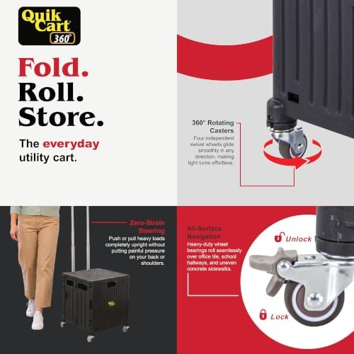 dbest Products Quik Cart 360 Collapsible Rolling Crate on Wheels - Black in Black, alternate view 5