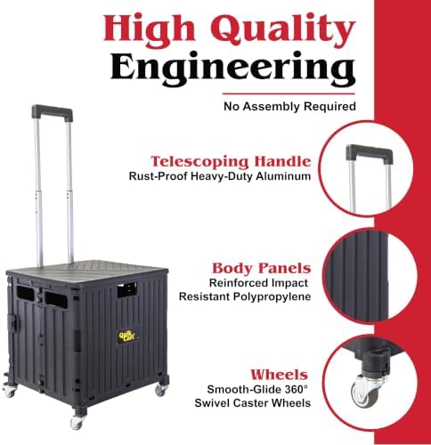 dbest Products Quik Cart 360 Collapsible Rolling Crate on Wheels - Black in Black, alternate view 6