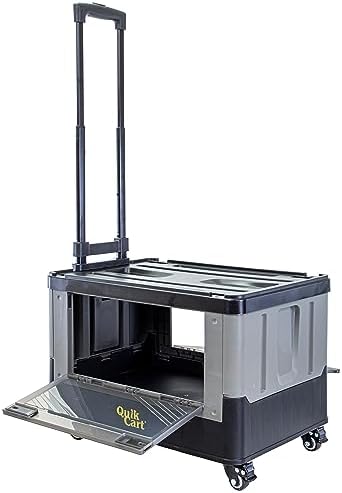 dbest Products Quik Cart Extended Collapsible Rolling Crate - Gray & Black