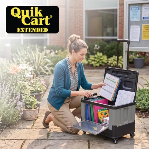 dbest Products Quik Cart Extended Collapsible Rolling Crate - Gray & Black, alternate view 2