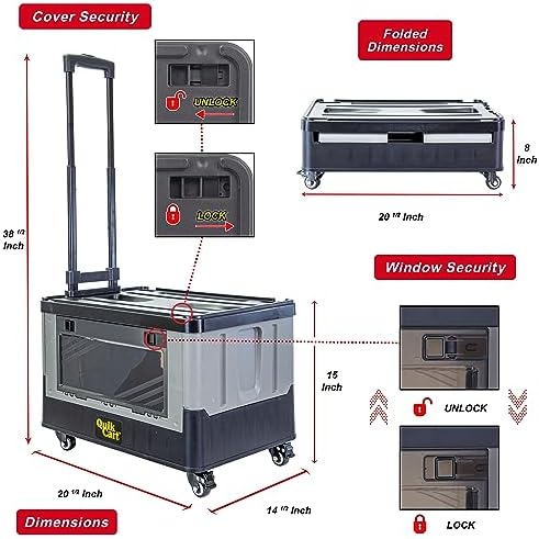 dbest Products Quik Cart Extended Collapsible Rolling Crate - Gray & Black, alternate view 3