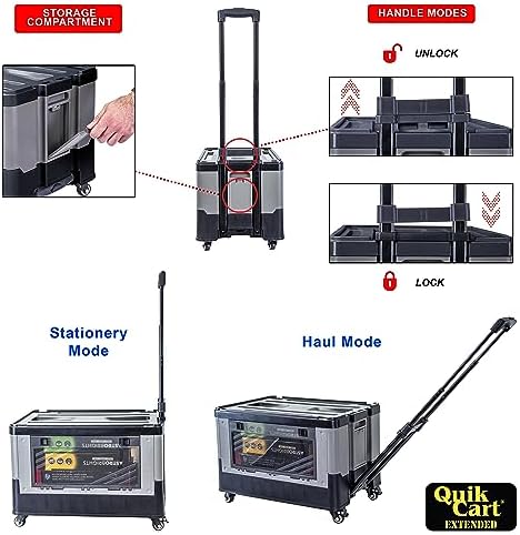 dbest Products Quik Cart Extended Collapsible Rolling Crate - Gray & Black, alternate view 5