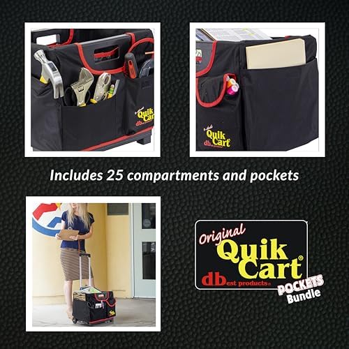 dbest Products Quik Cart Pockets Bundle Sport - 10 Pocket - Black & Red, alternate view 4
