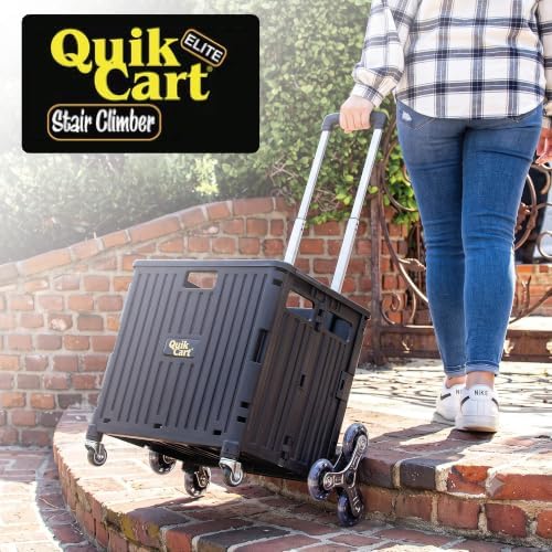 dbest Products Quik Cart Stair Climber Collapsible Rolling Crate - Black in Black, alternate view 2