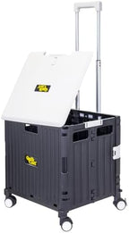 dbest Products Quik Cart Swing Lid Four Swivel Wheeled Rolling Crate Teacher Utility with seat Heavy Duty