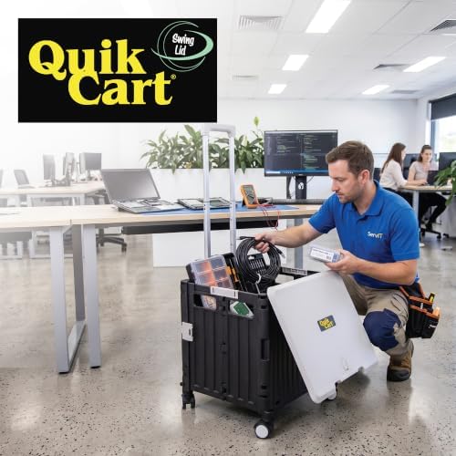 dbest Products Quik Cart Swing Lid Four Swivel Wheeled Rolling Crate Teacher Utility with seat Heavy Duty, alternate view 2