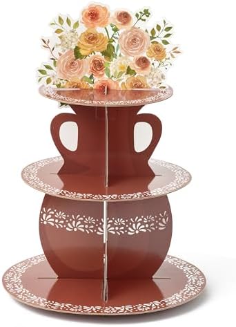 De Barro Mexicanos Cupcake Stand - 3 Tiered Birthday Decorations in Brown De Barro Mexicanos