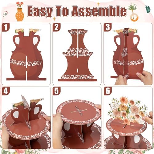 De Barro Mexicanos Cupcake Stand - 3 Tiered Birthday Decorations in Brown De Barro Mexicanos, alternate view 5