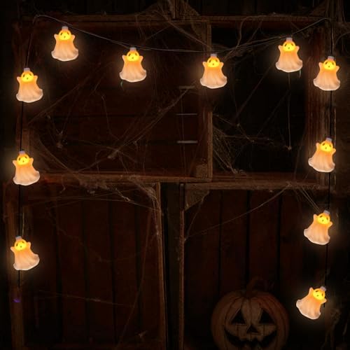 Decor Lights, 8.5FT Ghost String Lights with 10 White LED Ghost Lights, Plug in Fairy Lights for Patio Garden, alternate view