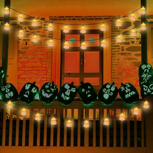 Decor Lights, 8.5FT Ghost String Lights with 10 White LED Ghost Lights, Plug in Fairy Lights for Patio Garden, alternate view