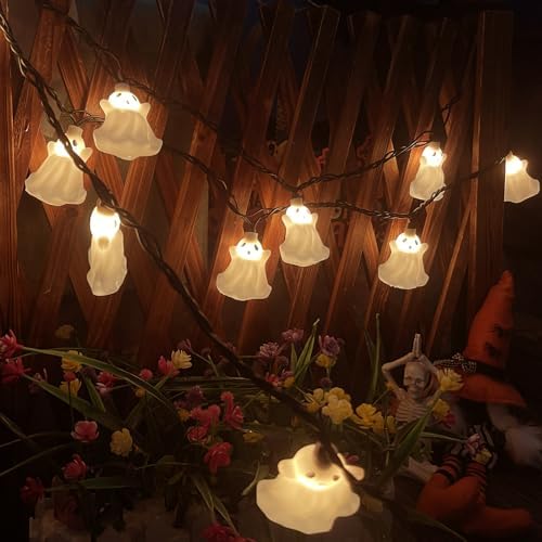 Decor Lights, 8.5FT Ghost String Lights with 10 White LED Ghost Lights, Plug in Fairy Lights for Patio Garden, alternate view