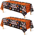 Decorations - 2 Pack Plastic Tablecloth for Halloween Party Decorations | Skeletons Bats Ghosts Pumpkin Table